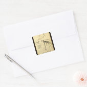 Leonardo da Vinci's vleugel op vliegmachineschets Vierkante Sticker (Envelop)