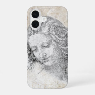 Leonardo DaVinci schets Leda perkament Elegante Ku iPhone 16 Hoesje