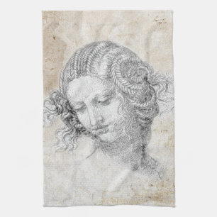 Leonardo DaVinci schets Leda perkament Elegante Ku Theedoek