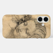 Leonardo DaVinci schetsboek vrouw perkament kunst Case-Mate iPhone Case (Achterkant (horizontaal))
