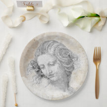 Leonardo DaVinci Sketch Leda Parchment Elegant Art