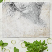 Leonardo DaVinci Sketch Leda Parchment Elegant Art Theedoek (Gevouwen)