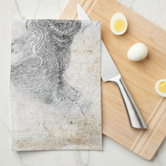 Leonardo DaVinci Sketch Leda Parchment Elegant Art Theedoek (Quarter Fold)