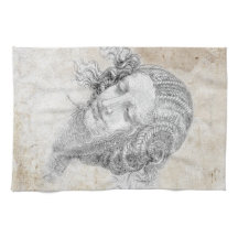 Leonardo DaVinci Sketch Leda Parchment Elegant Art
