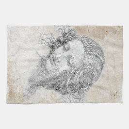 Leonardo DaVinci Sketch Leda Parchment Elegant Art Theedoek