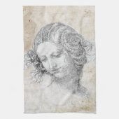 Leonardo DaVinci Sketch Leda Parchment Elegant Art Theedoek (Verticaal)
