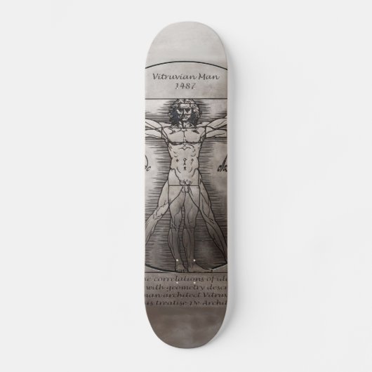 Leonardo daVinci's Vitruvian Man Persoonlijk Skateboard (Voorkant)