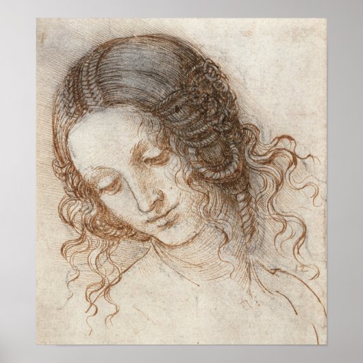 Leonardo Head of Woman Drawing Poster (Voorkant)