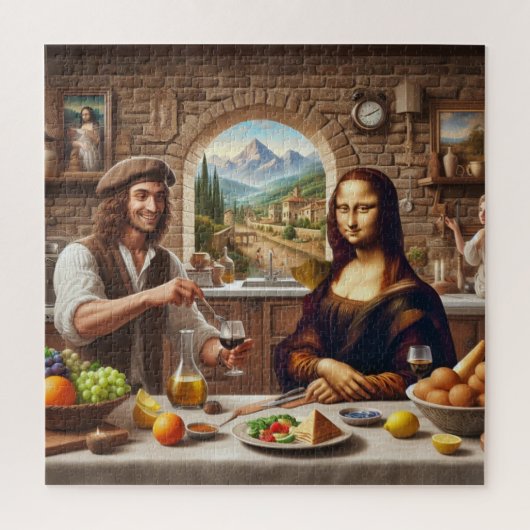 Leonardo maakt diner voor Mona Lisa Legpuzzel (Verticaal)
