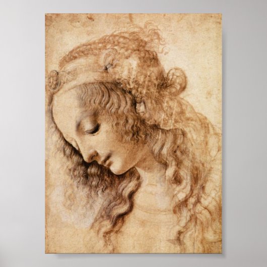 Leonardo Sketch van een vrouwenhoofd Poster (Voorkant)