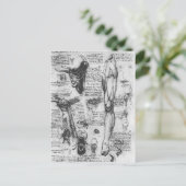 Leonardo Vinci- Anatomische studies (larynx & leg) Briefkaart (Staand voorkant)