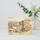 Leonardo Vinci- Landschapstekening voor Santa Mari Briefkaart (Staand voorkant)