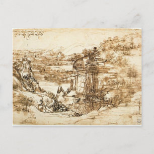 Leonardo Vinci- Landschapstekening voor Santa Mari Briefkaart