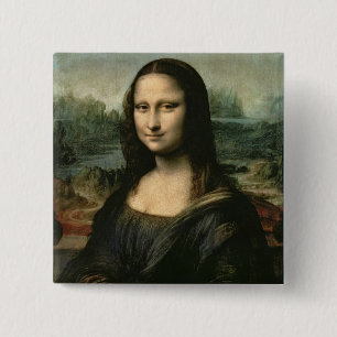 Leonardo Vinci   Mona Lisa, c.1503-6 Vierkante Button 5,1 Cm