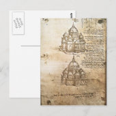 Leonardo Vinci- Studies over de gebouwen van de ce Briefkaart (Voorkant / Achterkant)