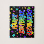 "LEONARDO" voornaam, geun "HAPPY BIRTHDAY" Legpuzzel (Verticaal)
