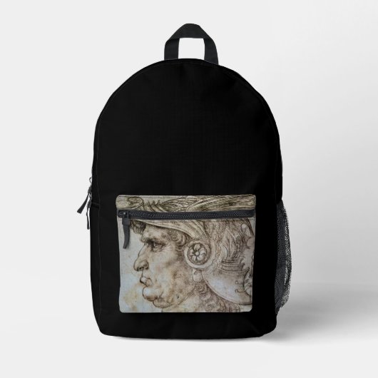 Leonardo's Helm Dragende Krijger Bedrukte Rugzak (Voorkant)
