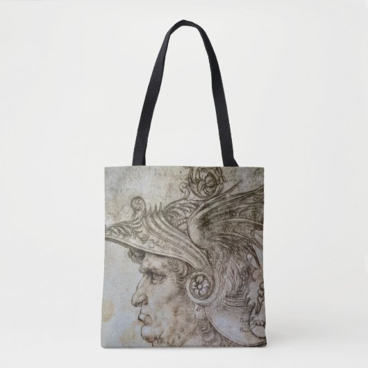 Leonardo's Helm Dragende Krijger Tote Bag (Voorkant)