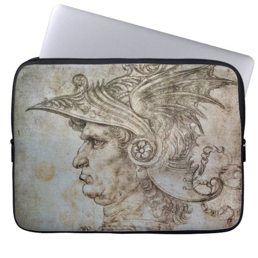 Leonardo's Helmeted Warrior Electronics Bag Laptop Sleeve (Voorkant)