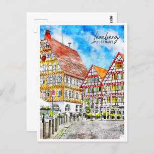 Leonberg Duitsland Travel Place Waterverf Briefkaart
