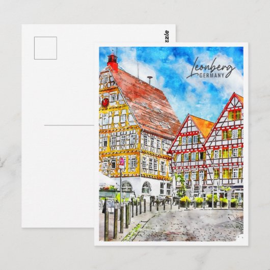 Leonberg Duitsland Travel Place Waterverf Briefkaart (Voorkant / Achterkant)