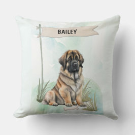 Leonberger Aquarel Gepersonaliseerde Hond Kussen