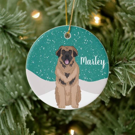 Leonberger Christmas Ceramic Ornament (Boom)