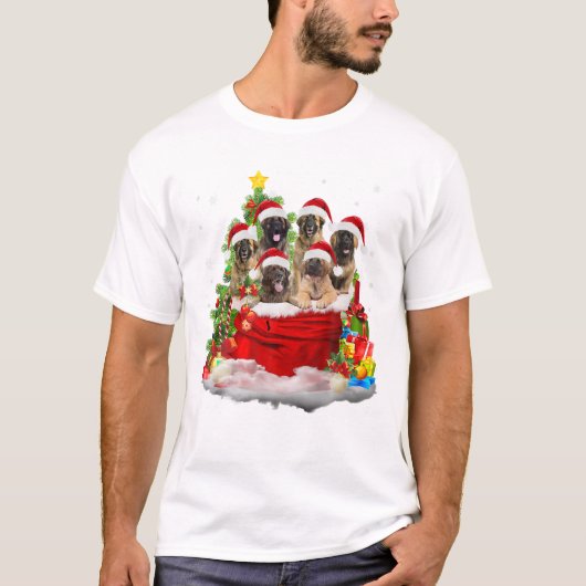 Leonberger Christmas Santa Claus T-shirt (Voorkant)