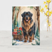 Leonberger Dog Christmas-Wenskaart Kaart (Gele Bloem)