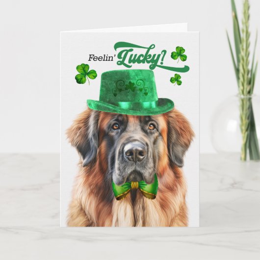 Leonberger Dog Feelin' Lucky St Patrick's Day Feestdagen Kaart (Voorkant)