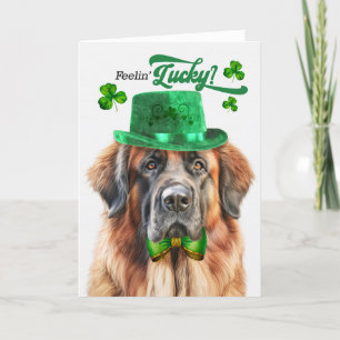 Leonberger Dog Feelin' Lucky St Patrick's Day Feestdagen Kaart