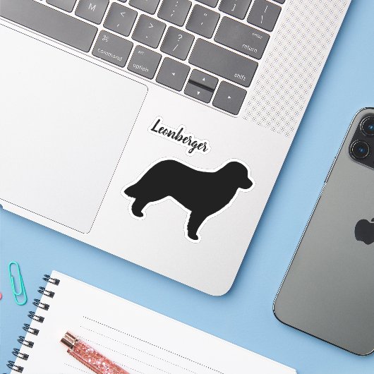 Leonberger Dog Silhouette Leo Vinyl Sticker (Laptop met iPhone)
