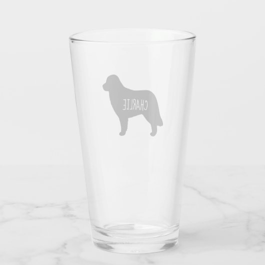 Leonberger Dog Silhouette met Custom Pet Lover's Glas (Achterkant)