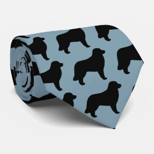 Leonberger Dog Silhouettes Pattern Blue en Black Stropdas