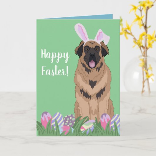 Leonberger Easter Bunny Kaart (Gele Bloem)