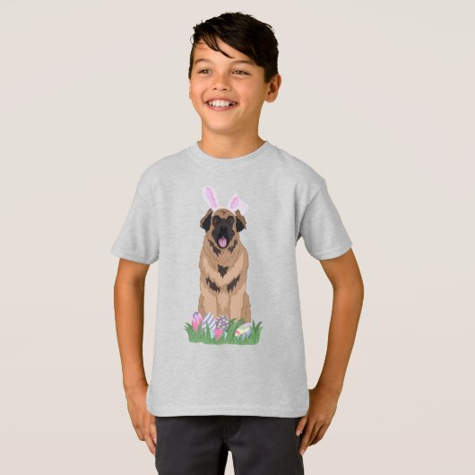 Leonberger Easter Bunny T-shirt (Voorkant volledig)