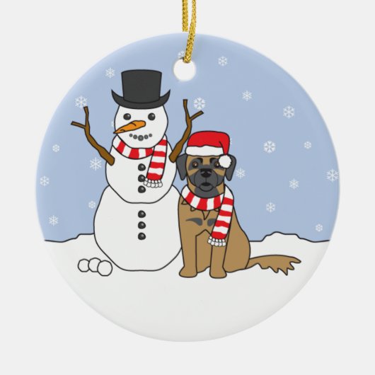 Leonberger en Snowman Ornament (Voorkant)