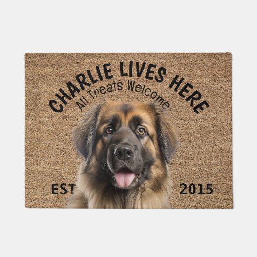 Leonberger gepersonaliseerd huisdier deurmat (Voorkant)