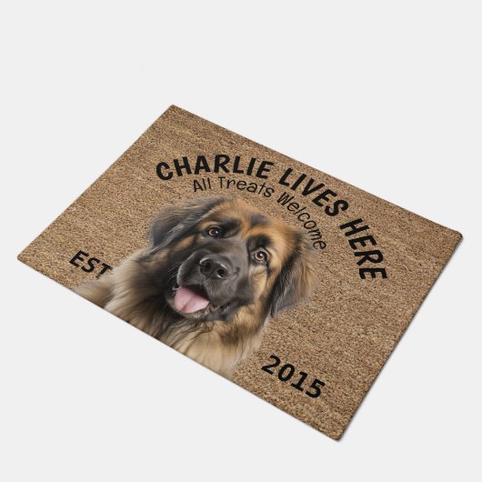 Leonberger gepersonaliseerd huisdier deurmat (Schuin)
