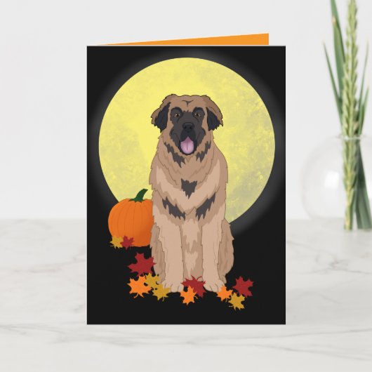 Leonberger Halloween Autumn Kaart (Voorkant)
