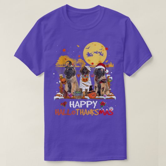 Leonberger Happy Hallothanksmas Halloween Thanksgi T-shirt (Design voorkant)