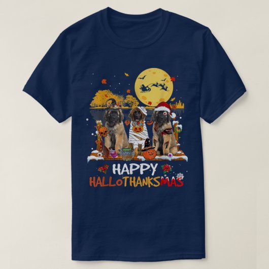 Leonberger Happy Hanksmas Halloween Thanksgi T-shirt (Design voorkant)