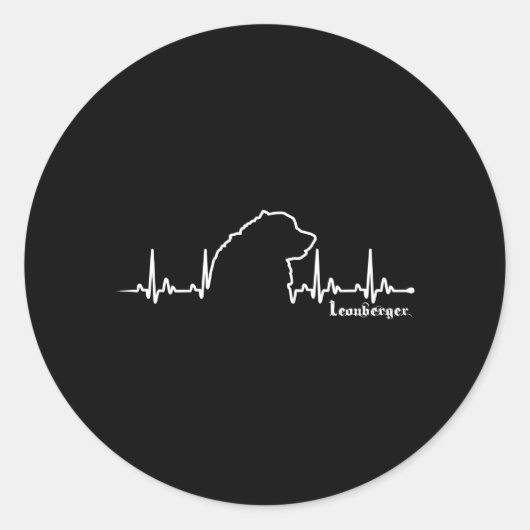 Leonberger Heartbeat Ronde Sticker (Voorkant)