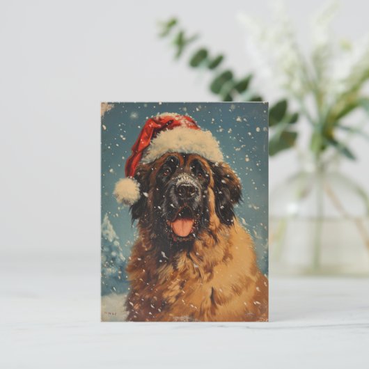 Leonberger hond kerst briefkaart (Staand voorkant)