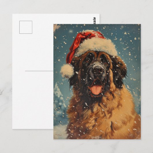 Leonberger hond kerst briefkaart (Voorkant / Achterkant)