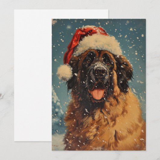 Leonberger hond kerst feestdagenkaart (Voorkant / Achterkant)