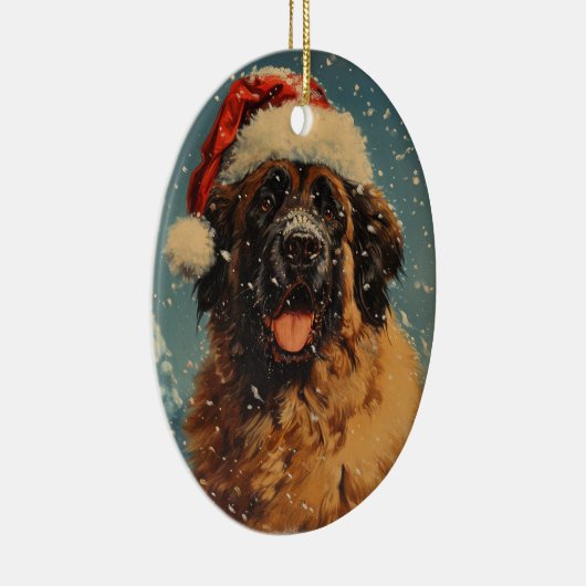 Leonberger hond kerst keramisch ornament (Rechts)