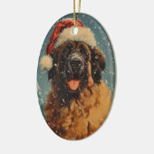 Leonberger hond kerst keramisch ornament (Links)