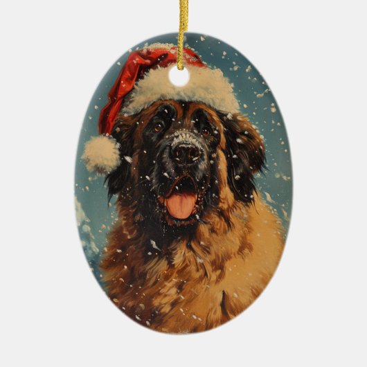 Leonberger hond kerst keramisch ornament (Voorkant)