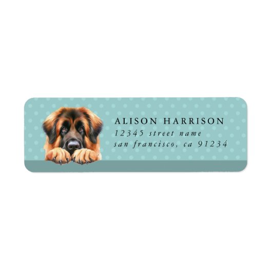 Leonberger hond retour adreslabels etiket (Voorkant)